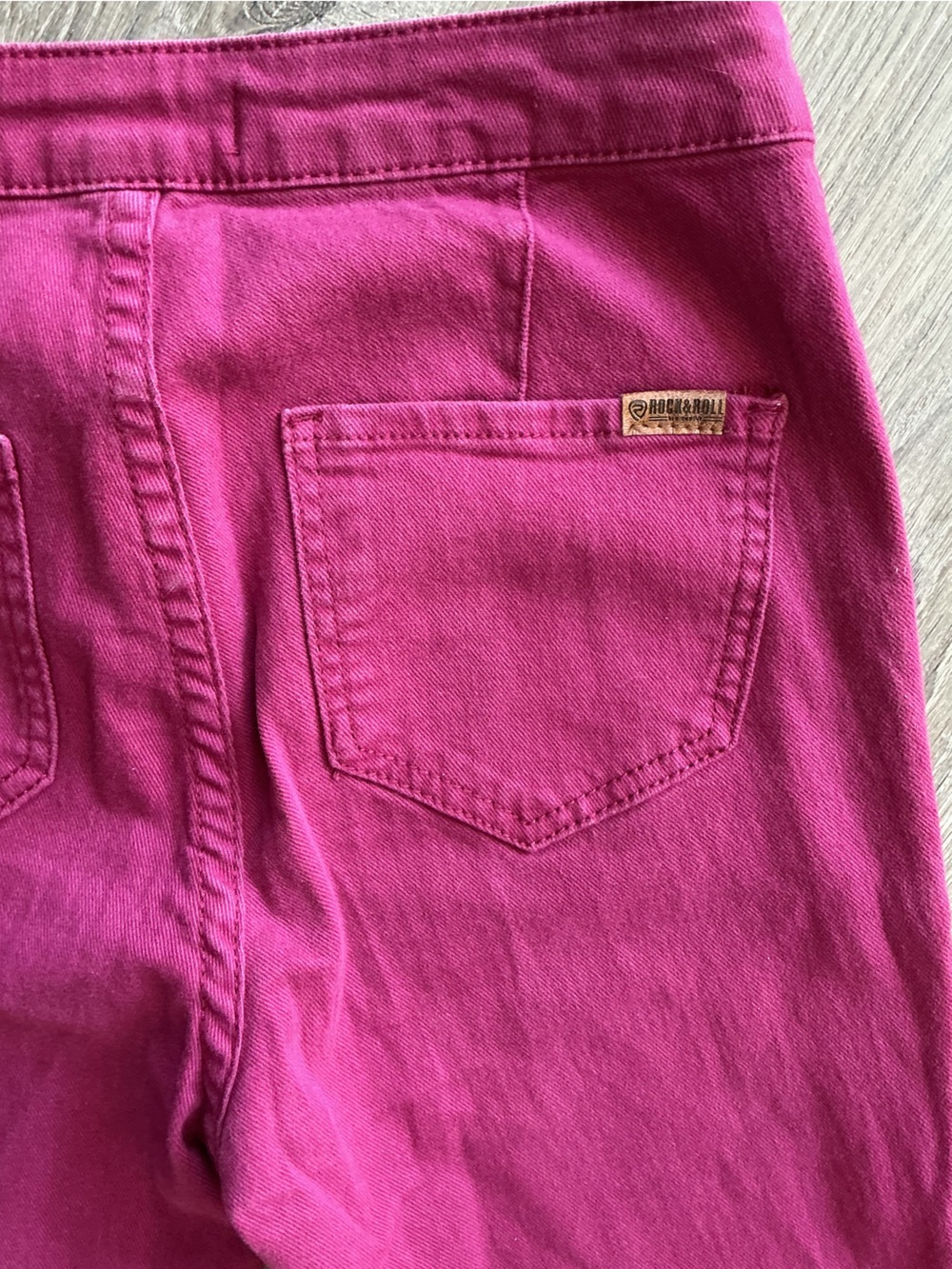 Rock & Roll Bargain Button Bell Mid-rise Raspberry Jeans - Picture 9 of 11